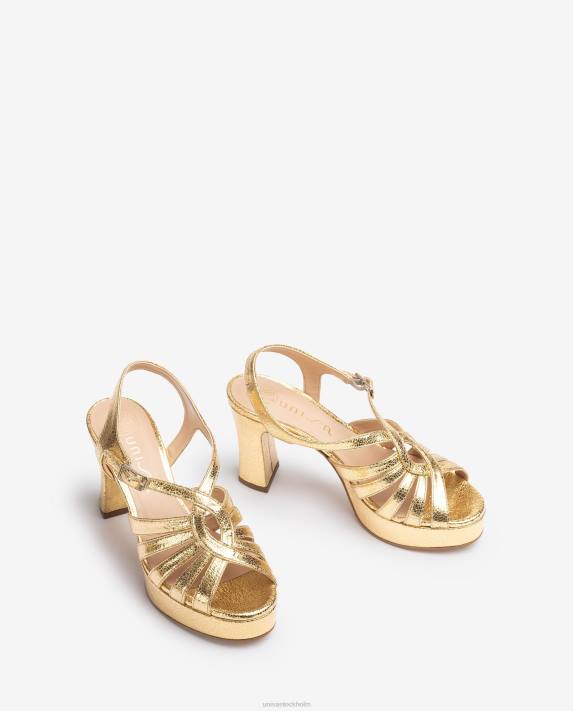 Unisa kvinnor mode sandal med rem i glänsande metalliskt läder 06DT231