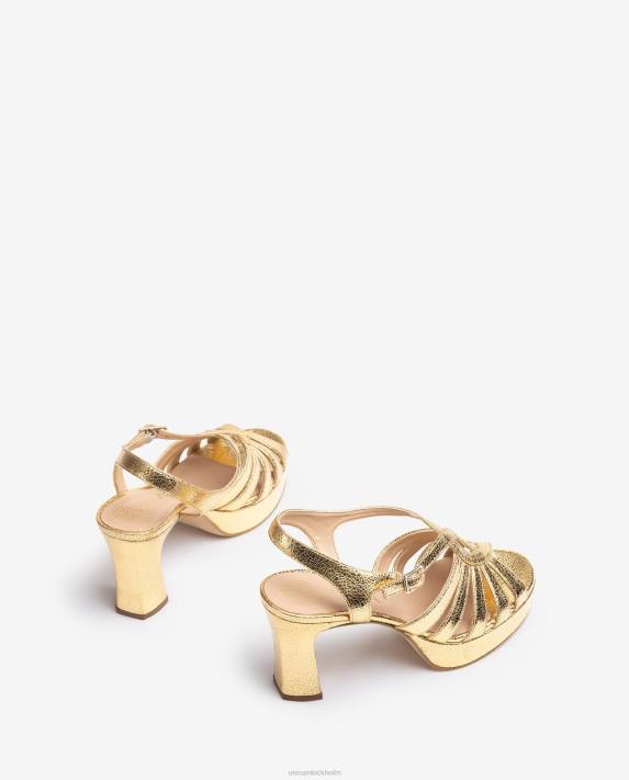 Unisa kvinnor mode sandal med rem i glänsande metalliskt läder 06DT231