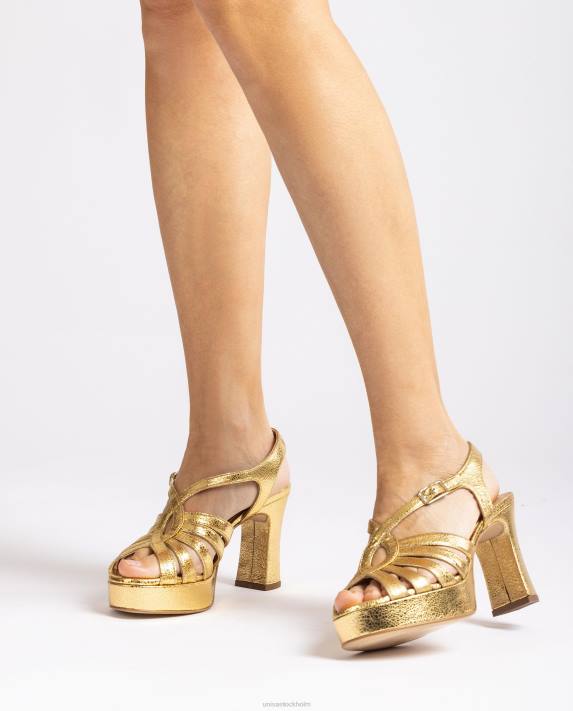 Unisa kvinnor mode sandal med rem i glänsande metalliskt läder 06DT231