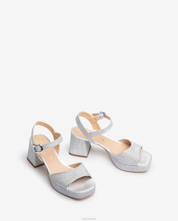 Unisa kvinnor silver sandal med klack och plattform 06DT213
