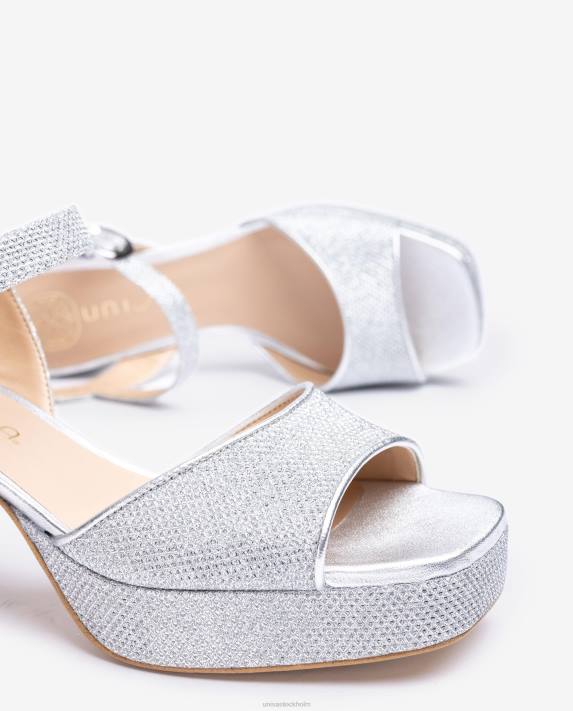 Unisa kvinnor silver sandal med klack och plattform 06DT213