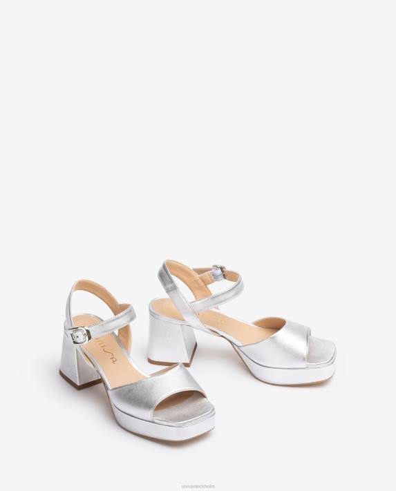 Unisa kvinnor silver sandal med klack och plattform 06DT4