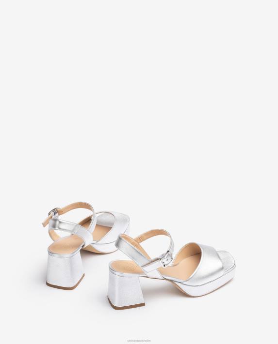 Unisa kvinnor silver sandal med klack och plattform 06DT4
