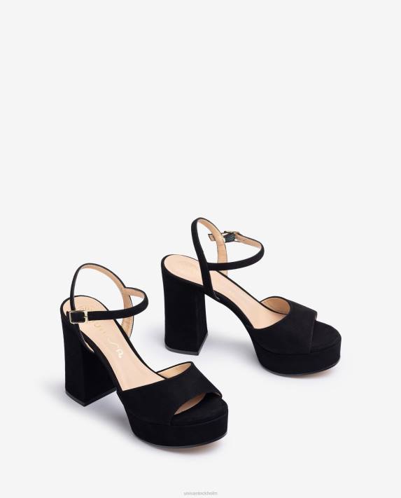 Unisa kvinnor svart högklackat och plattformssandal 06DT362