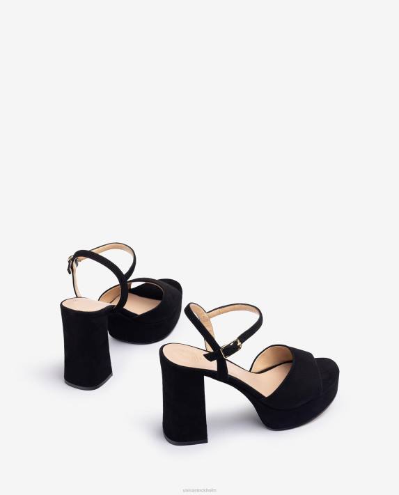 Unisa kvinnor svart högklackat och plattformssandal 06DT362