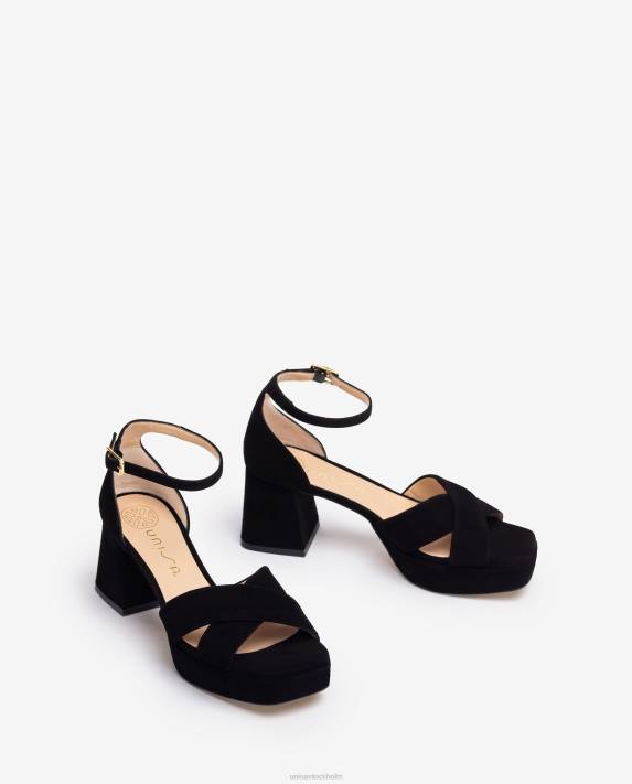 Unisa kvinnor svart sandal med klack och plattform 06DT217