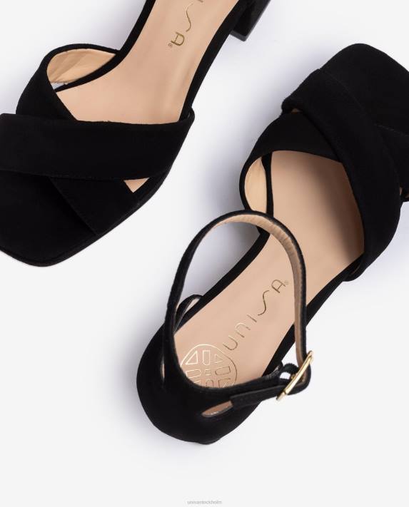 Unisa kvinnor svart sandal med klack och plattform 06DT217