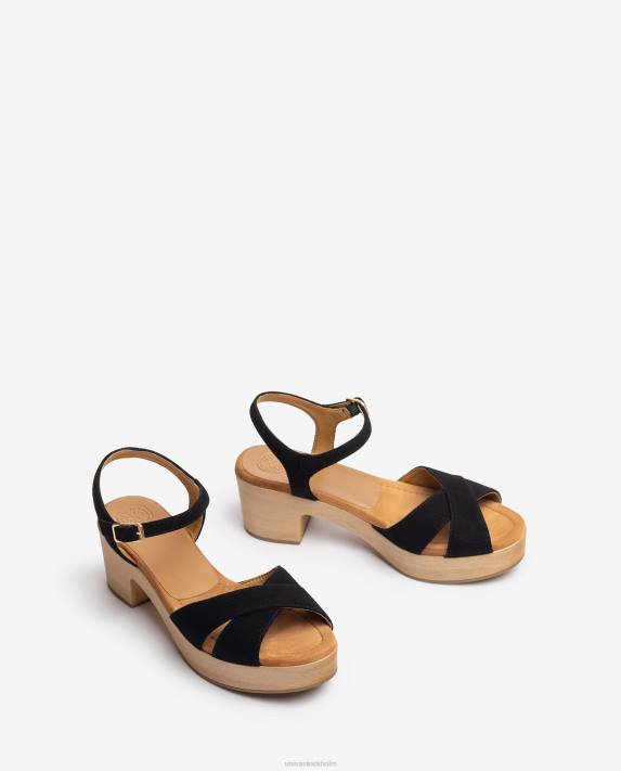 Unisa kvinnor svart sandal med korsband 06DT122