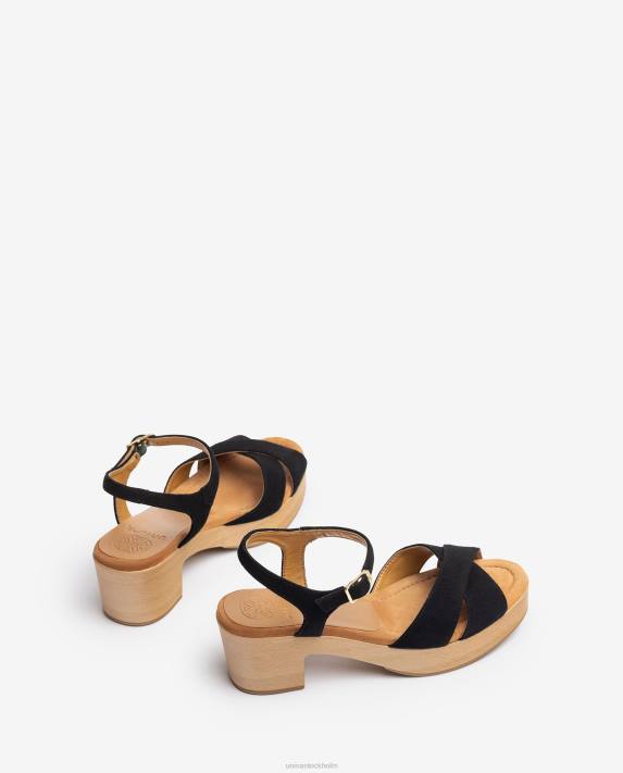 Unisa kvinnor svart sandal med korsband 06DT122