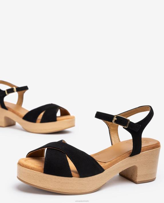 Unisa kvinnor svart sandal med korsband 06DT122