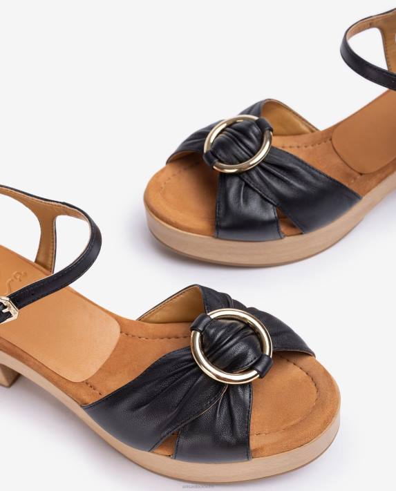 Unisa kvinnor svart sandal med rund tå med kant 06DT118