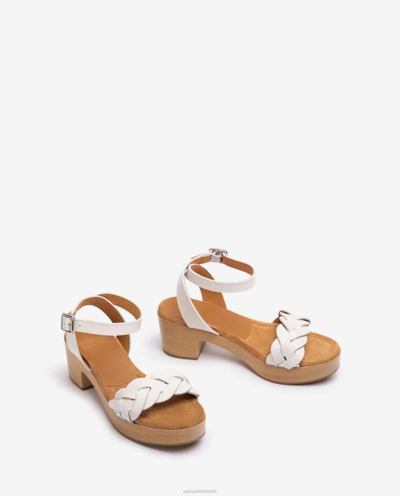 Unisa kvinnor vit sandal med träblockseffekt 06DT304