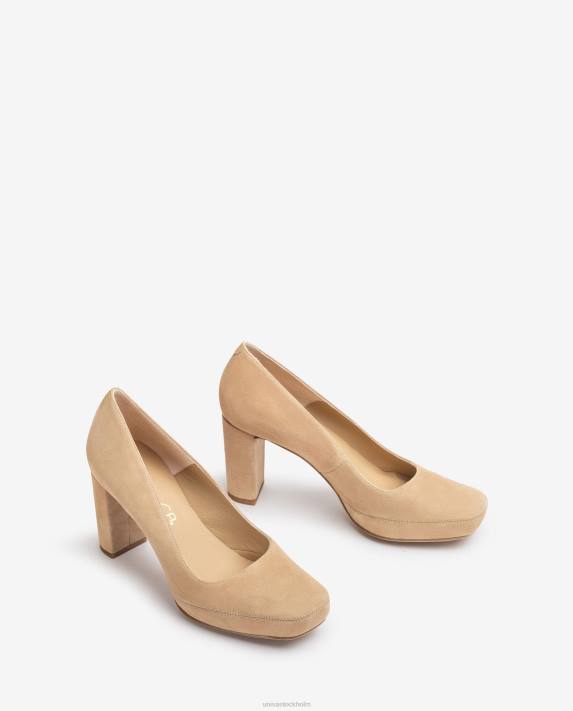 Unisa kvinnor beige fyrkantig tå pump med ryggsömmar 06DT592