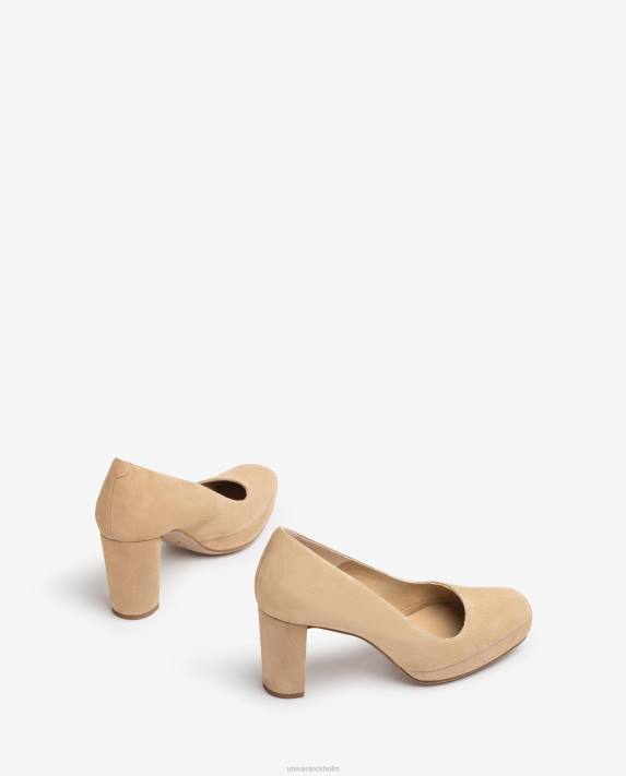 Unisa kvinnor beige fyrkantig tå pump med ryggsömmar 06DT592