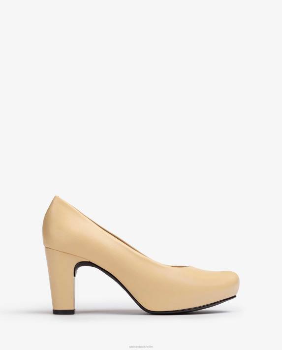 Unisa kvinnor beige läder pumps sömnad detalj 06DT585