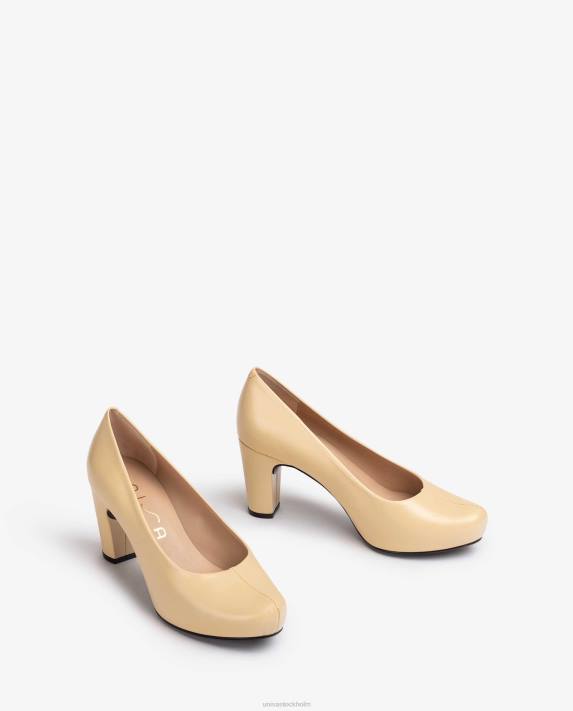Unisa kvinnor beige läder pumps sömnad detalj 06DT585