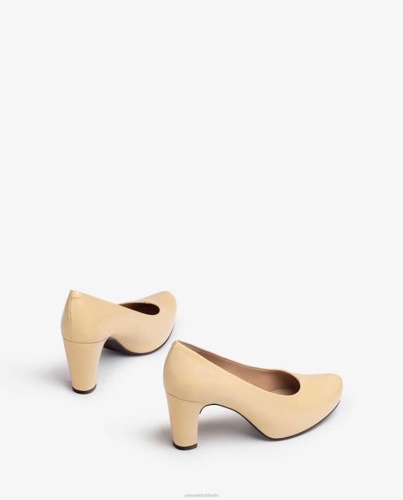 Unisa kvinnor beige läder pumps sömnad detalj 06DT585