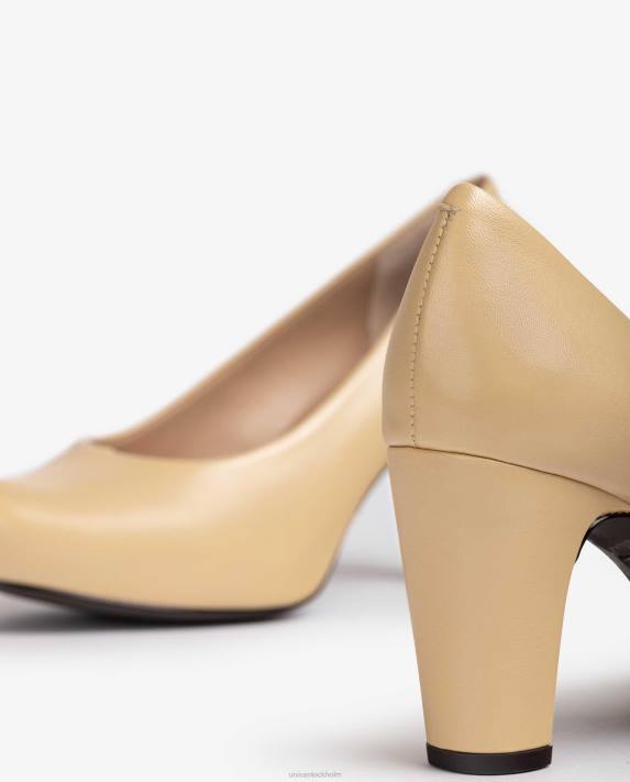 Unisa kvinnor beige läder pumps sömnad detalj 06DT585