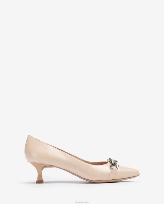 Unisa kvinnor beige läderpump med kedja 06DT583