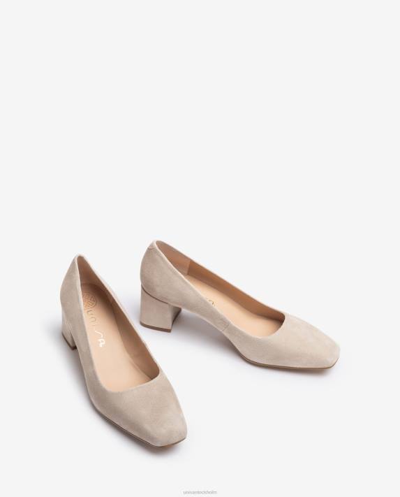 Unisa kvinnor beige pump med bred häl 06DT568