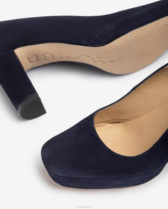 Unisa kvinnor blå fyrkantig tå pump med ryggsömmar 06DT591
