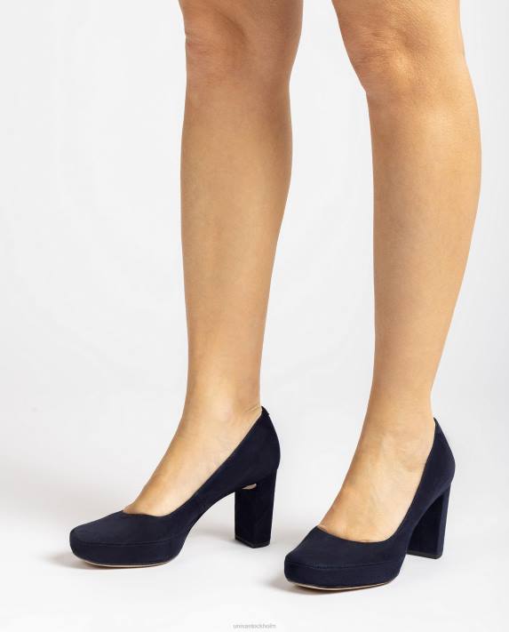 Unisa kvinnor blå fyrkantig tå pump med ryggsömmar 06DT591