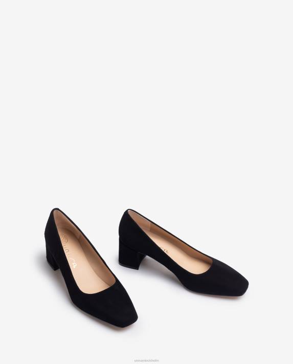 Unisa kvinnor svart pump med bred häl 06DT554