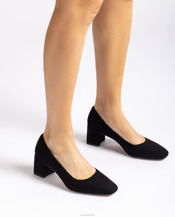 Unisa kvinnor svart pump med bred häl 06DT554