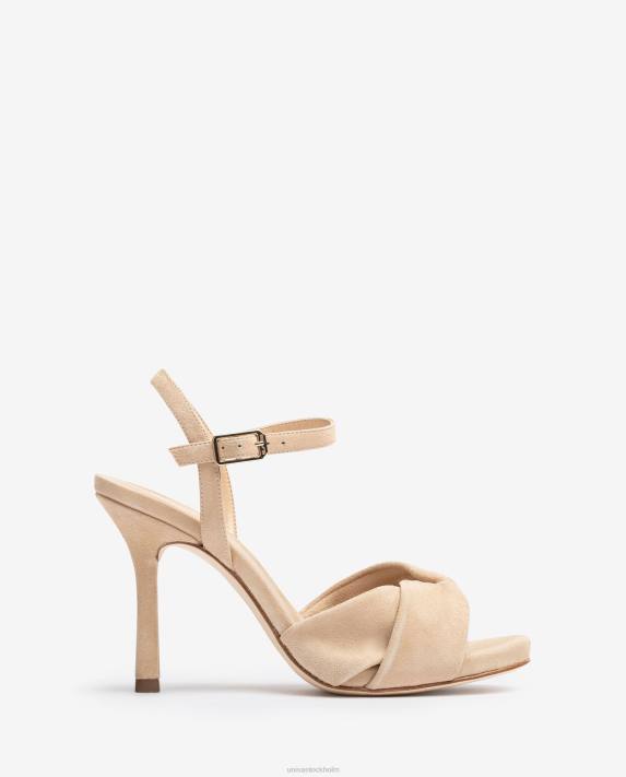 Unisa kvinnor beige crossover vamp högklackad sandal 06DT290