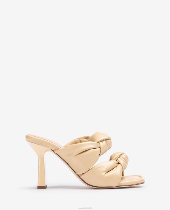 Unisa kvinnor beige lädersandaler med knutar 06DT302