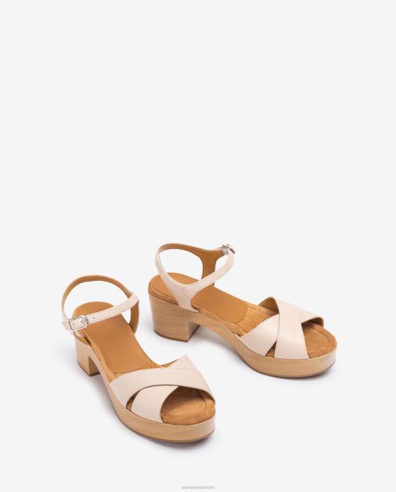 Unisa kvinnor beige medelhög klack lädersandal 06DT405