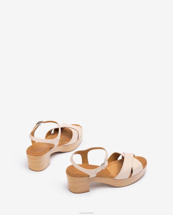 Unisa kvinnor beige medelhög klack lädersandal 06DT405