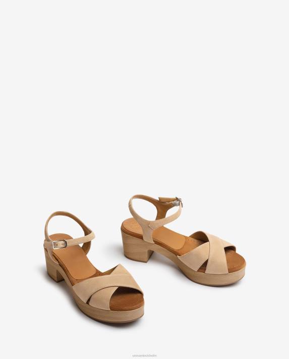 Unisa kvinnor beige medelhög klacksandal i mocka 06DT408