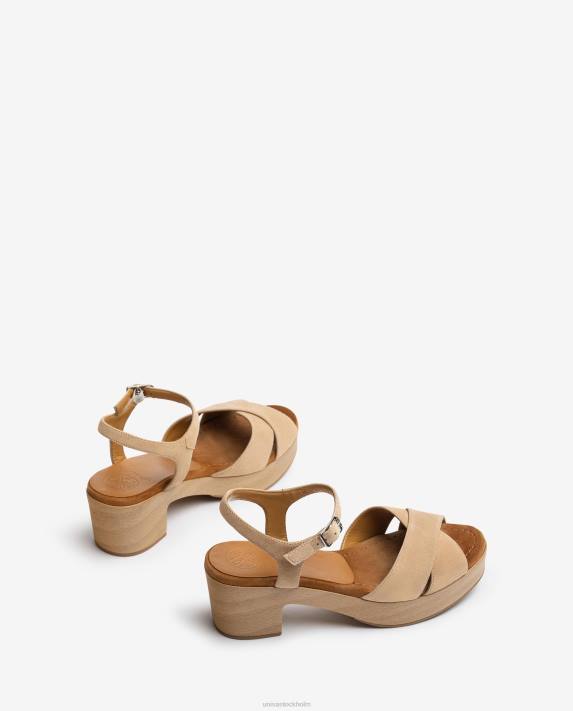 Unisa kvinnor beige medelhög klacksandal i mocka 06DT408