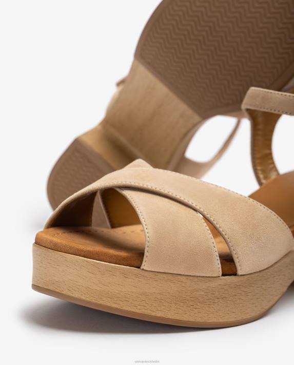 Unisa kvinnor beige medelhög klacksandal i mocka 06DT408