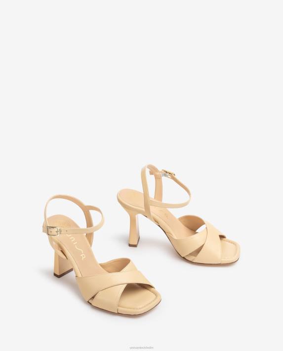 Unisa kvinnor beige sandaler med korsade läderband 06DT339