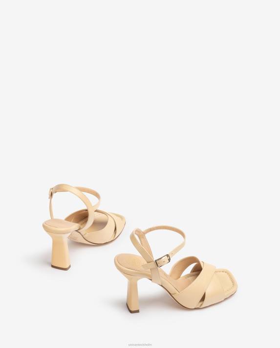 Unisa kvinnor beige sandaler med korsade läderband 06DT339