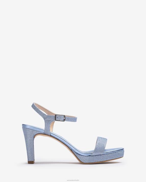 Unisa kvinnor blå sandal i glänsande tyg 06DT272