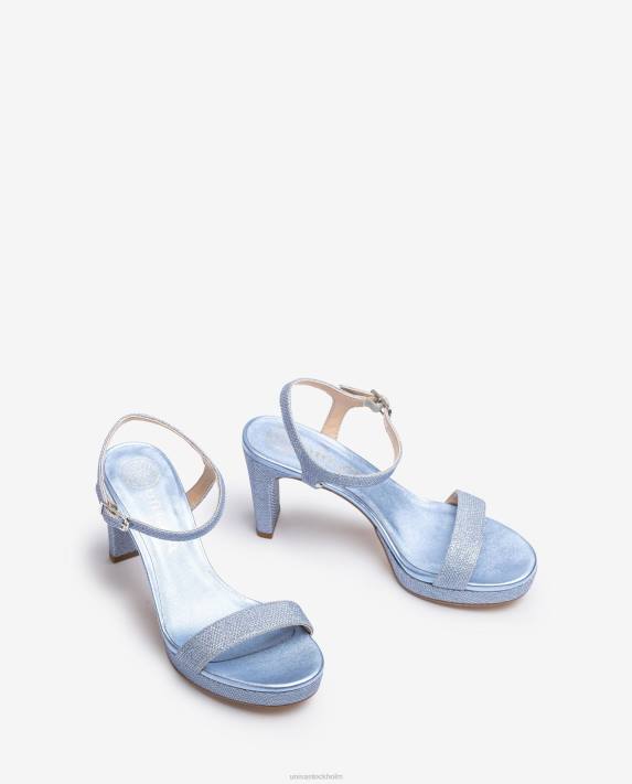 Unisa kvinnor blå sandal i glänsande tyg 06DT272