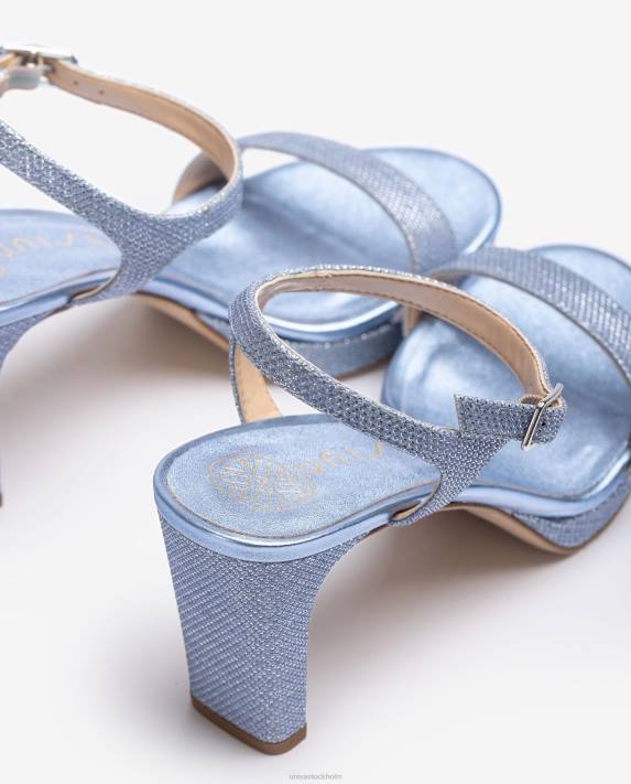 Unisa kvinnor blå sandal i glänsande tyg 06DT272