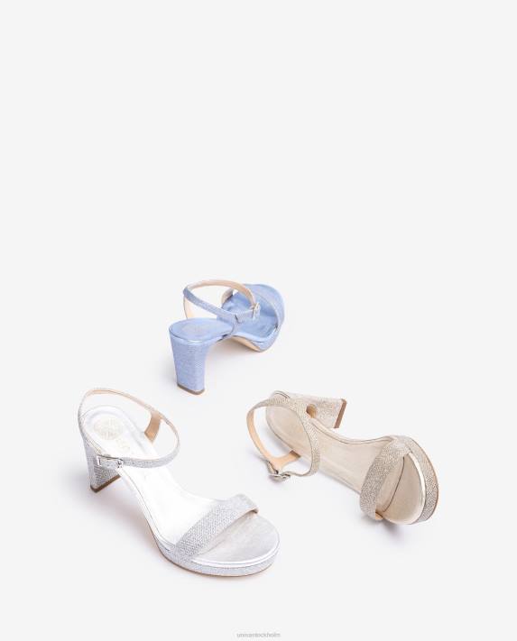 Unisa kvinnor blå sandal i glänsande tyg 06DT272