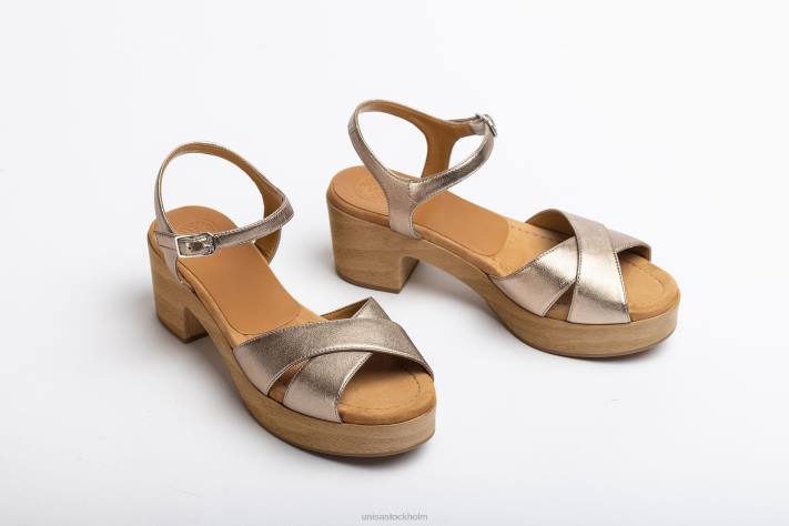 Unisa kvinnor brons medelhög klack lädersandal 06DT418