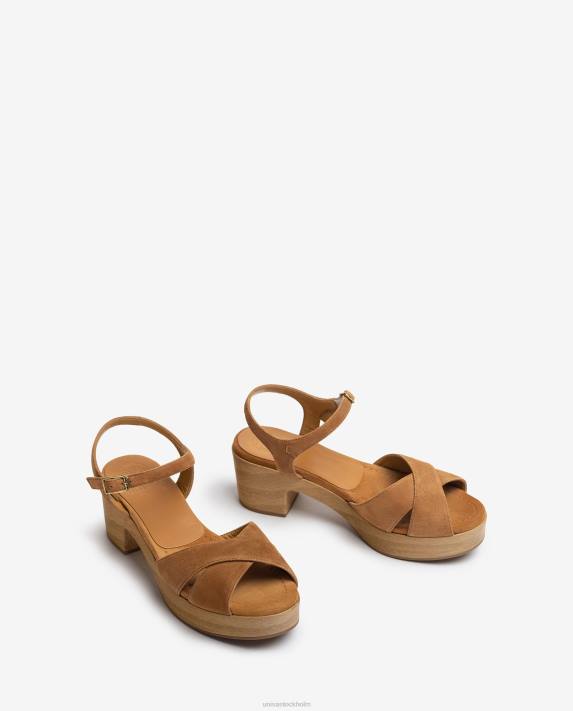 Unisa kvinnor brun medelhög klacksandal i mocka 06DT409