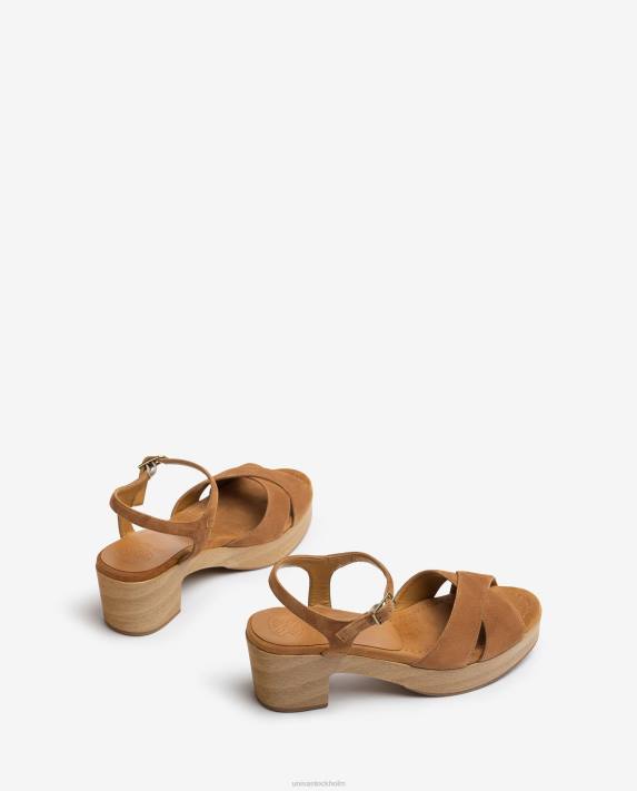 Unisa kvinnor brun medelhög klacksandal i mocka 06DT409