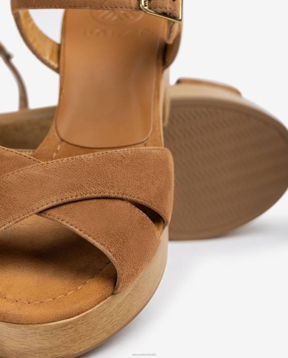 Unisa kvinnor brun medelhög klacksandal i mocka 06DT409