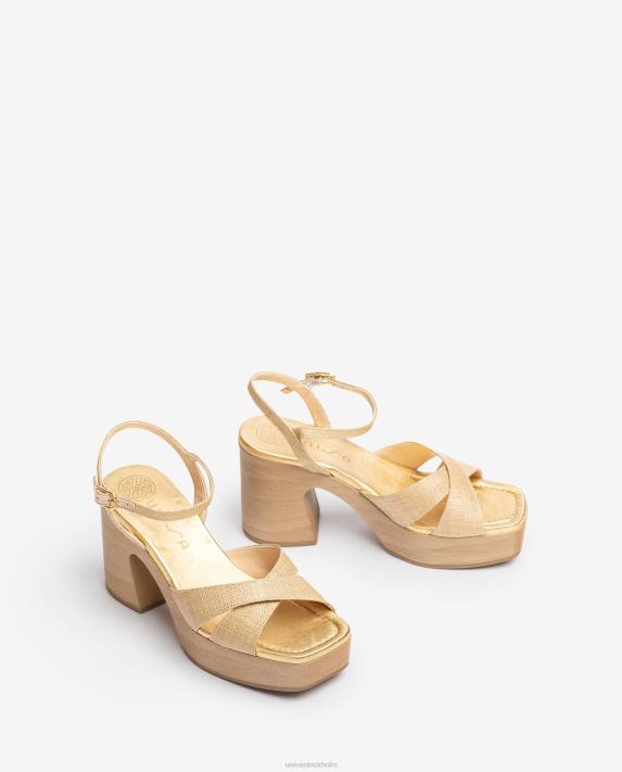 Unisa kvinnor brun raffia sandal med blockklack 06DT72