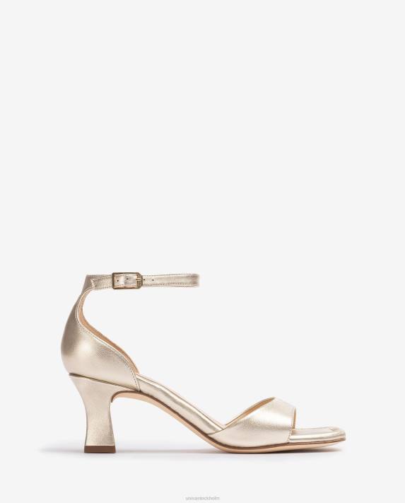 Unisa kvinnor graciös lädersandal i metallisk effekt med medium klack 06DT197