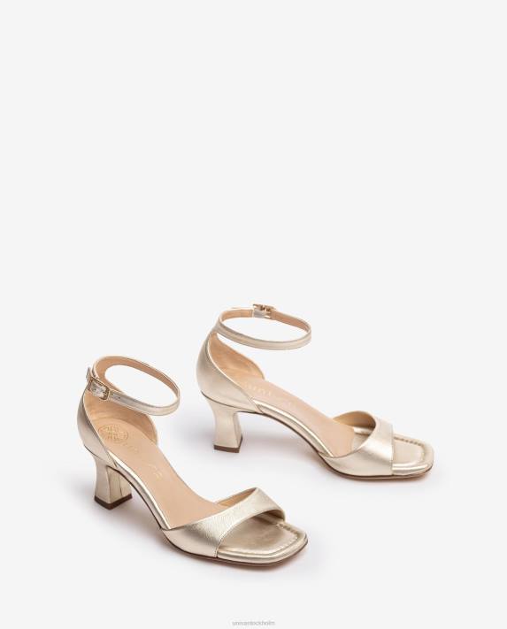 Unisa kvinnor graciös lädersandal i metallisk effekt med medium klack 06DT197