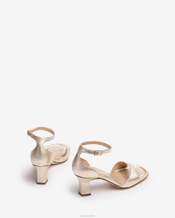 Unisa kvinnor graciös lädersandal i metallisk effekt med medium klack 06DT197