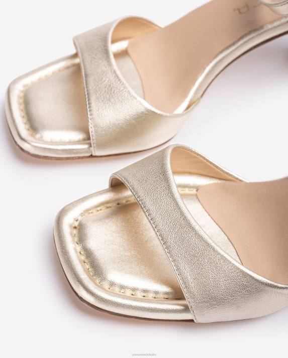 Unisa kvinnor graciös lädersandal i metallisk effekt med medium klack 06DT197
